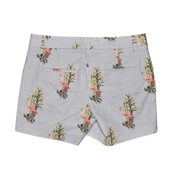 ANN TAYLOR $58 Devin Fit Flamingo Print Shorts Light‎ Blue Tropical Size 00 - Picture 2 of 3